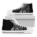 Spiritual Owl With Sun And Moon Print White High Top Sneakers