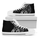 Spiritual Owl With Sun And Moon Print White High Top Shoes