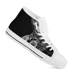 Spiritual Owl With Sun And Moon Print White High Top Shoes