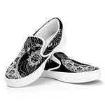 Spiritual Owl With Sun And Moon Print White Slip On Shoes
