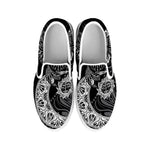 Spiritual Owl With Sun And Moon Print White Slip On Shoes