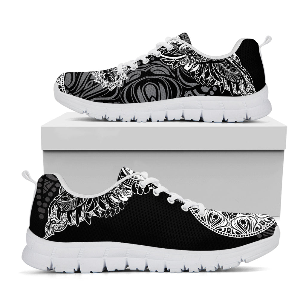 Spiritual Owl With Sun And Moon Print White Sneakers