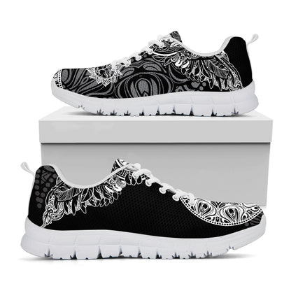 Spiritual Owl With Sun And Moon Print White Sneakers