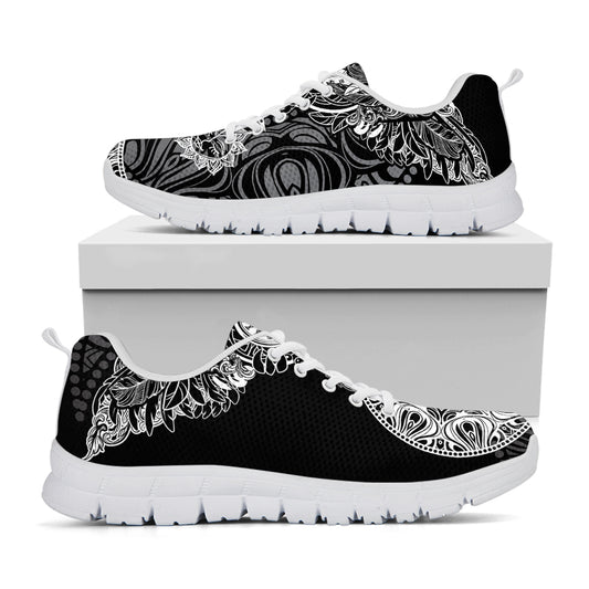 Spiritual Owl With Sun And Moon Print White Sneakers