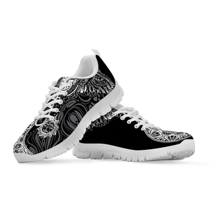 Spiritual Owl With Sun And Moon Print White Sneakers
