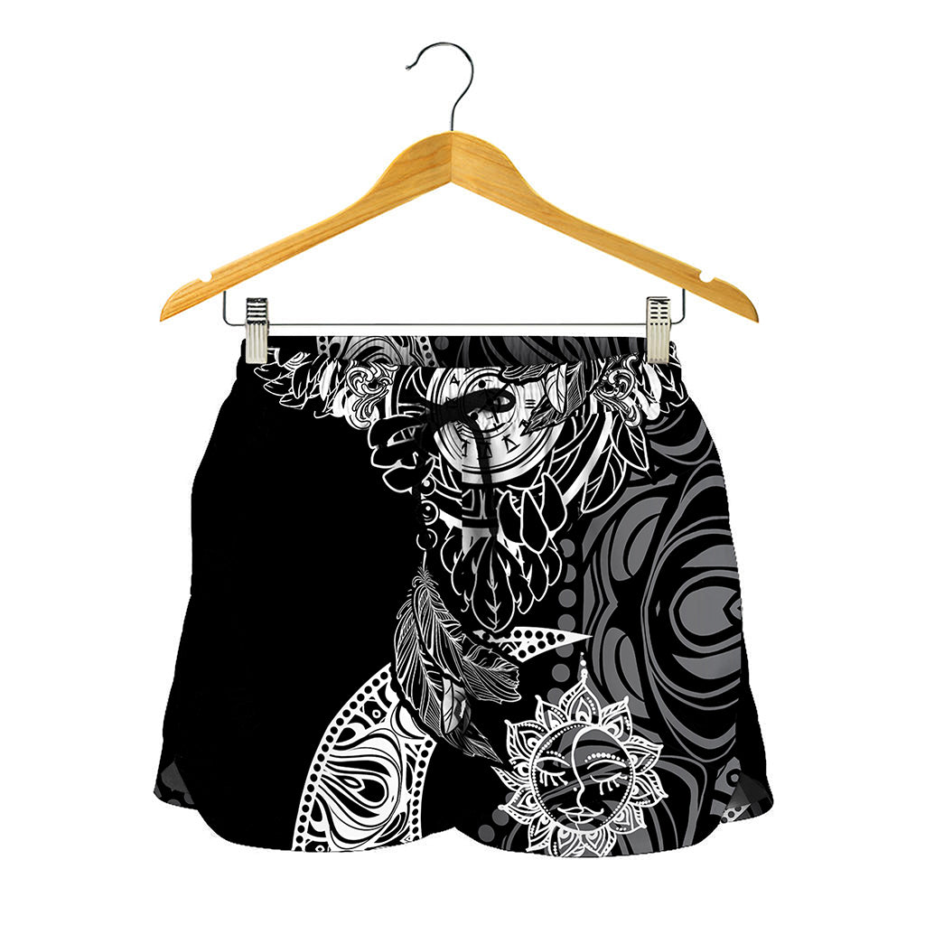 Spiritual Owl With Sun And Moon Print Women's Shorts