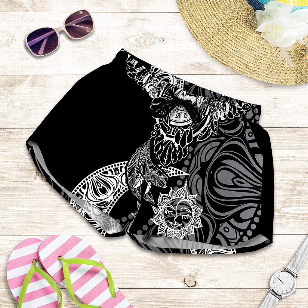 Spiritual Owl With Sun And Moon Print Women's Shorts