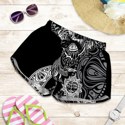Spiritual Owl With Sun And Moon Print Women's Shorts