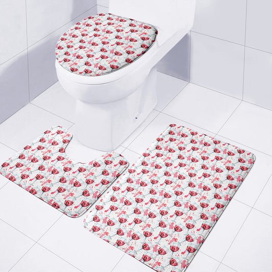 Splash Wine Pattern Print 3 Piece Bath Mat Set
