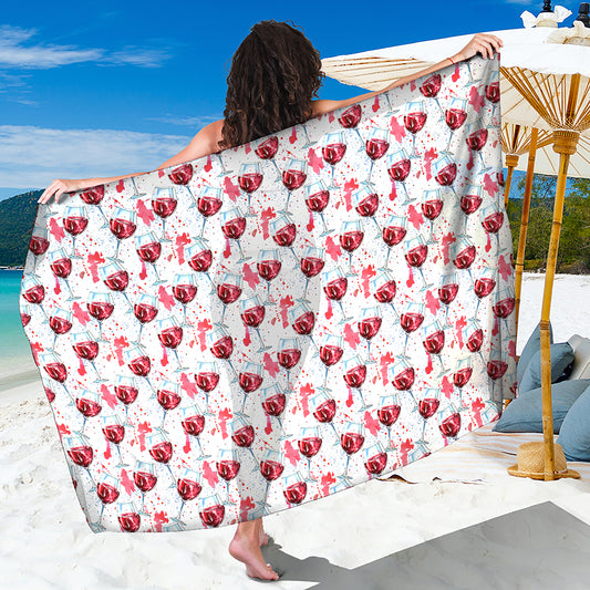 Splash Wine Pattern Print Beach Sarong Wrap