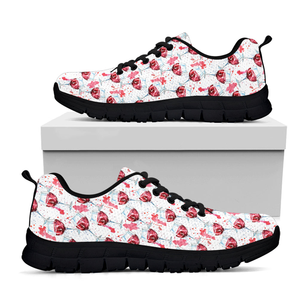 Splash Wine Pattern Print Black Sneakers