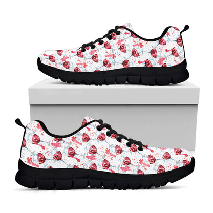 Splash Wine Pattern Print Black Sneakers