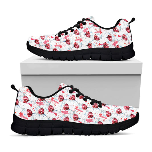 Splash Wine Pattern Print Black Sneakers