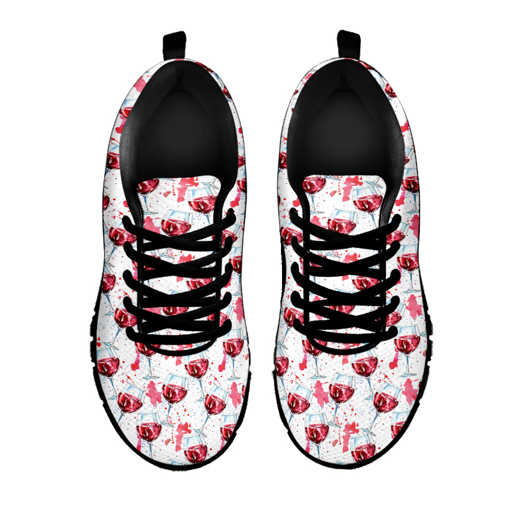 Splash Wine Pattern Print Black Sneakers