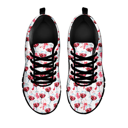 Splash Wine Pattern Print Black Sneakers