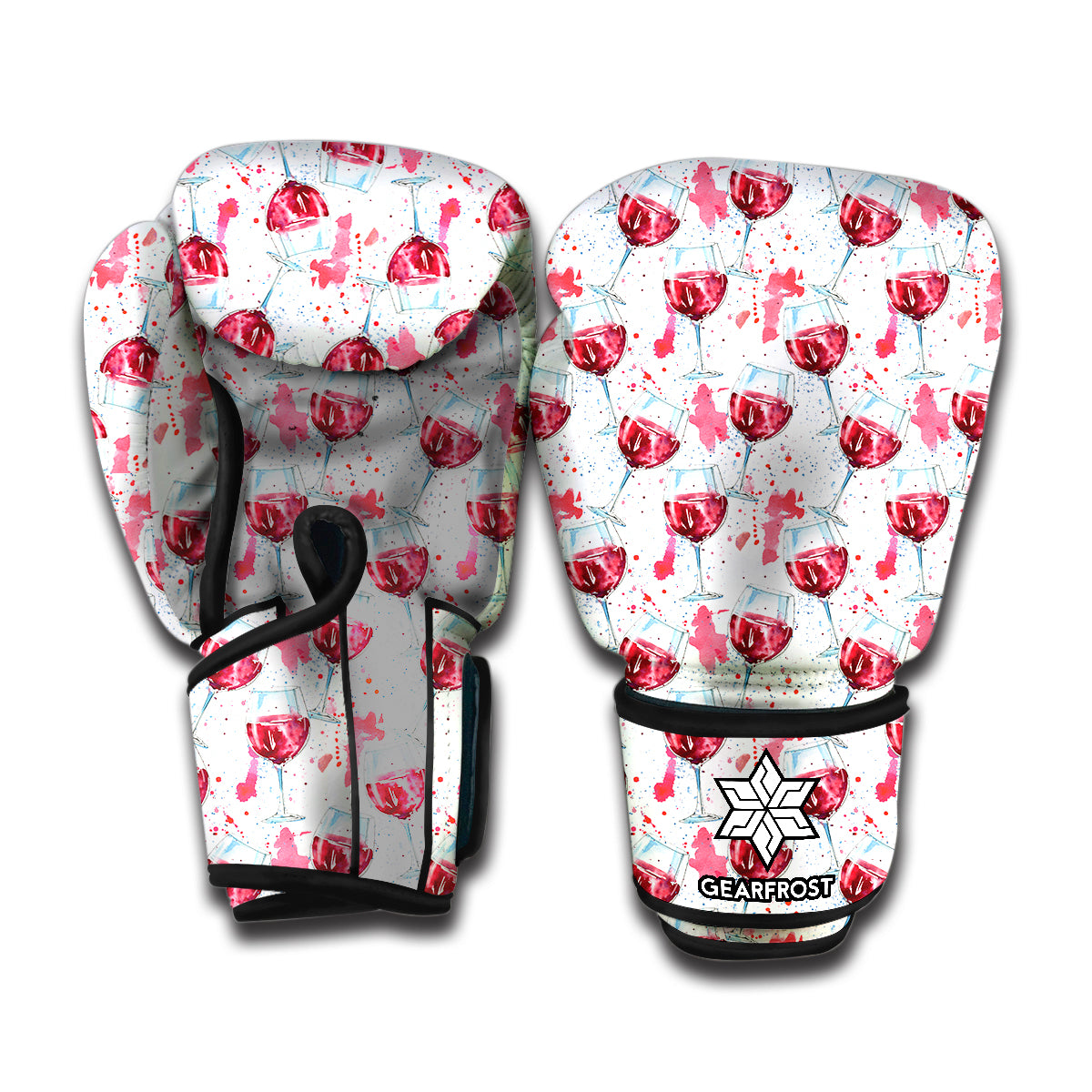 Splash Wine Pattern Print Boxing Gloves
