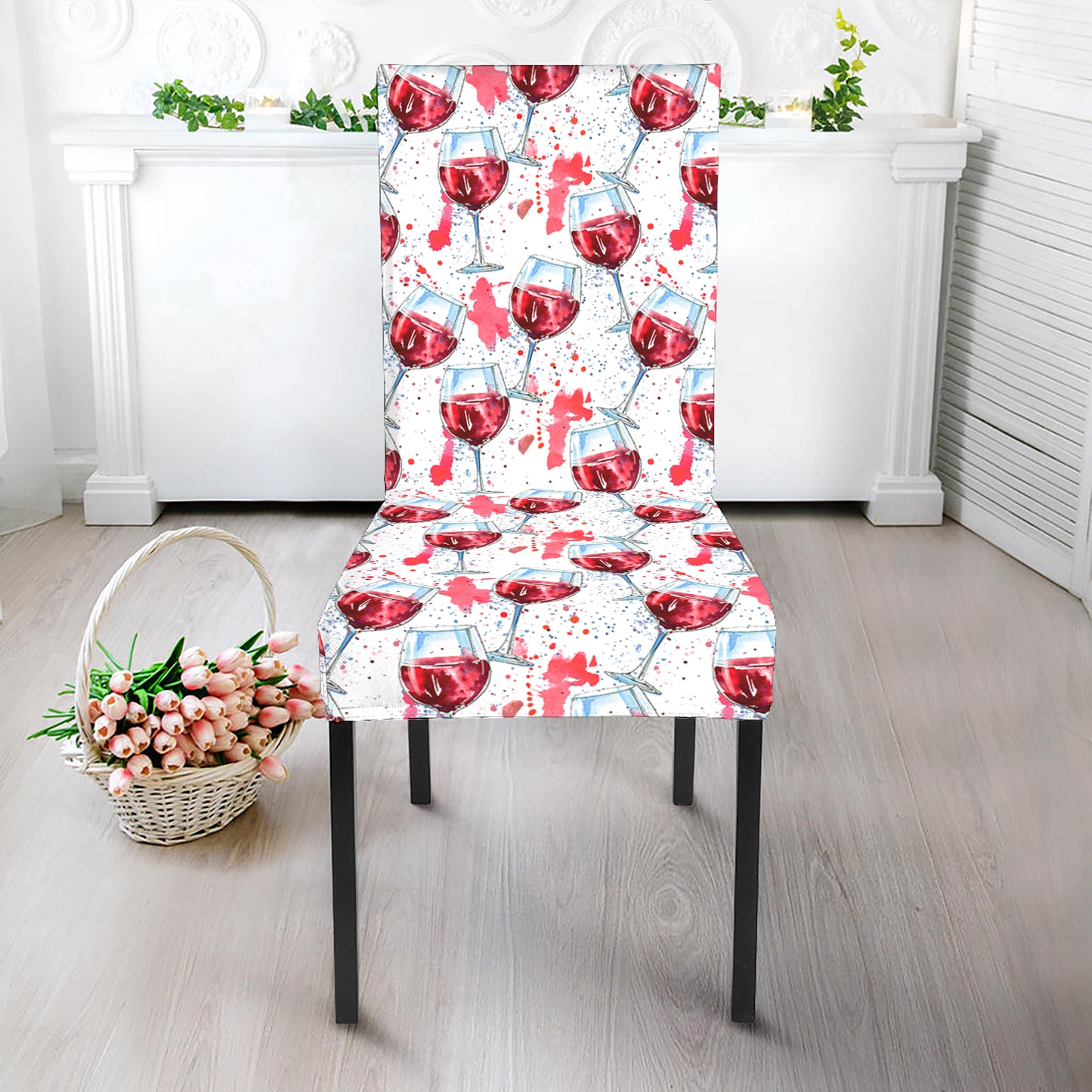 Splash Wine Pattern Print Dining Chair Slipcover
