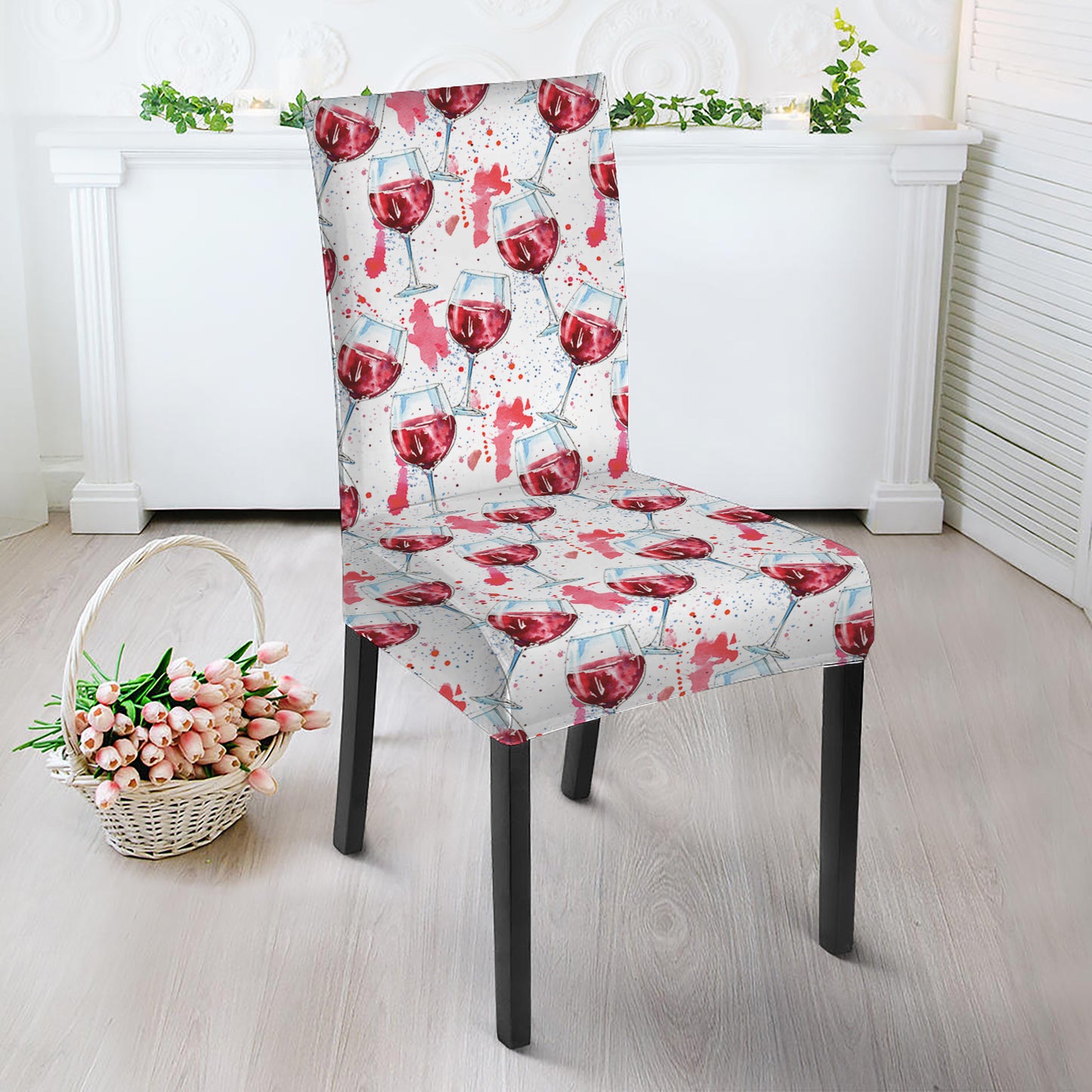 Splash Wine Pattern Print Dining Chair Slipcover