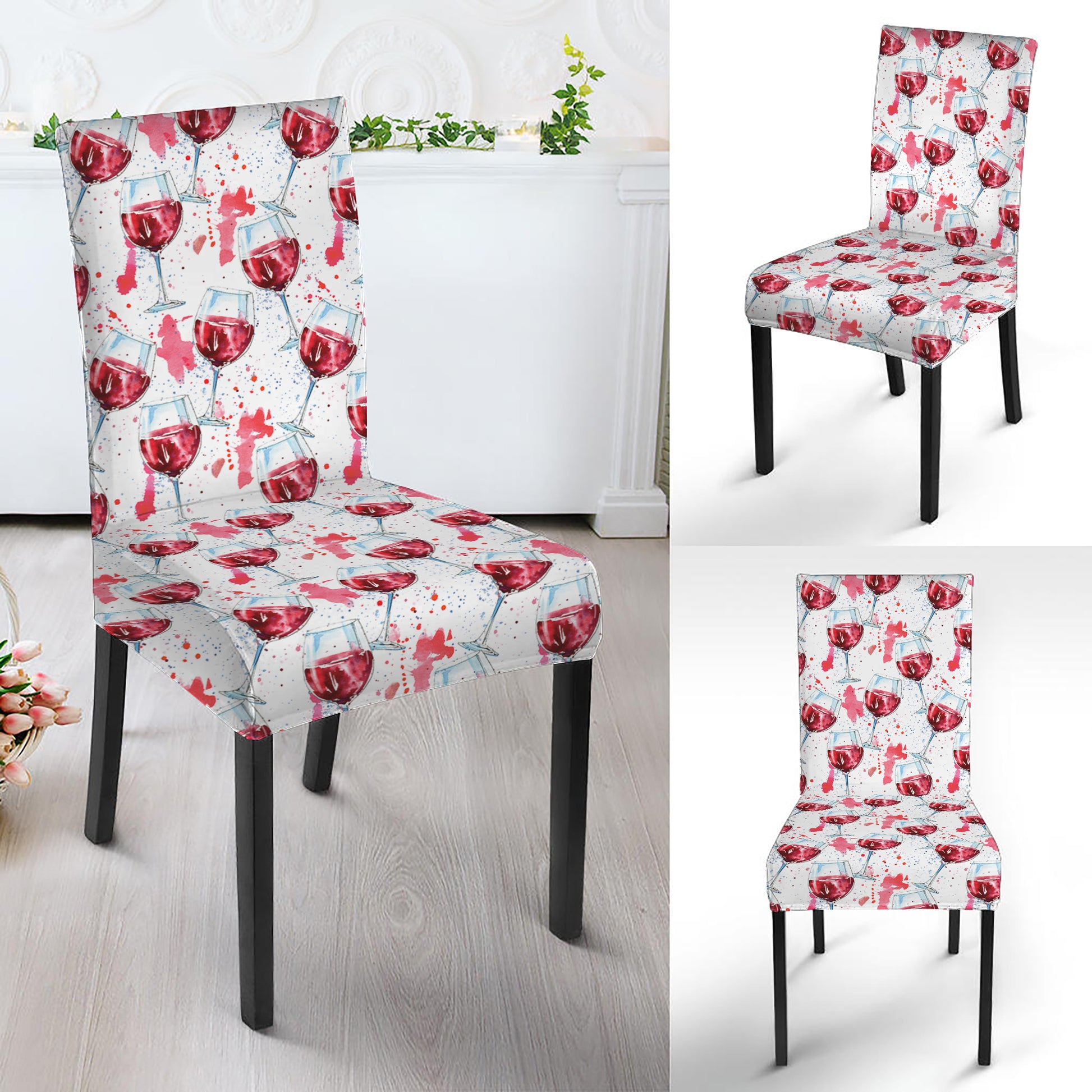 Splash Wine Pattern Print Dining Chair Slipcover