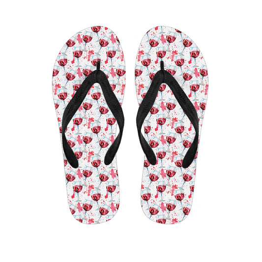 Splash Wine Pattern Print Flip Flops