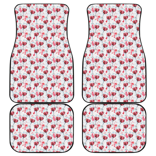Splash Wine Pattern Print Front and Back Car Floor Mats