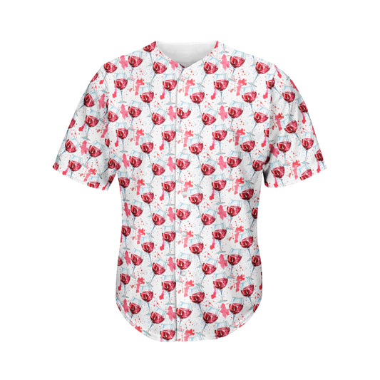 Splash Wine Pattern Print Men's Baseball Jersey