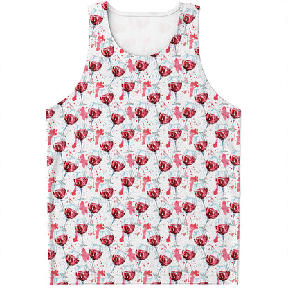 Splash Wine Pattern Print Men's Tank Top