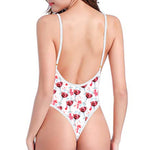 Splash Wine Pattern Print One Piece High Cut Swimsuit