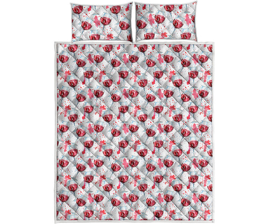 Splash Wine Pattern Print Quilt Bed Set
