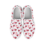 Splash Wine Pattern Print White Slip On Shoes