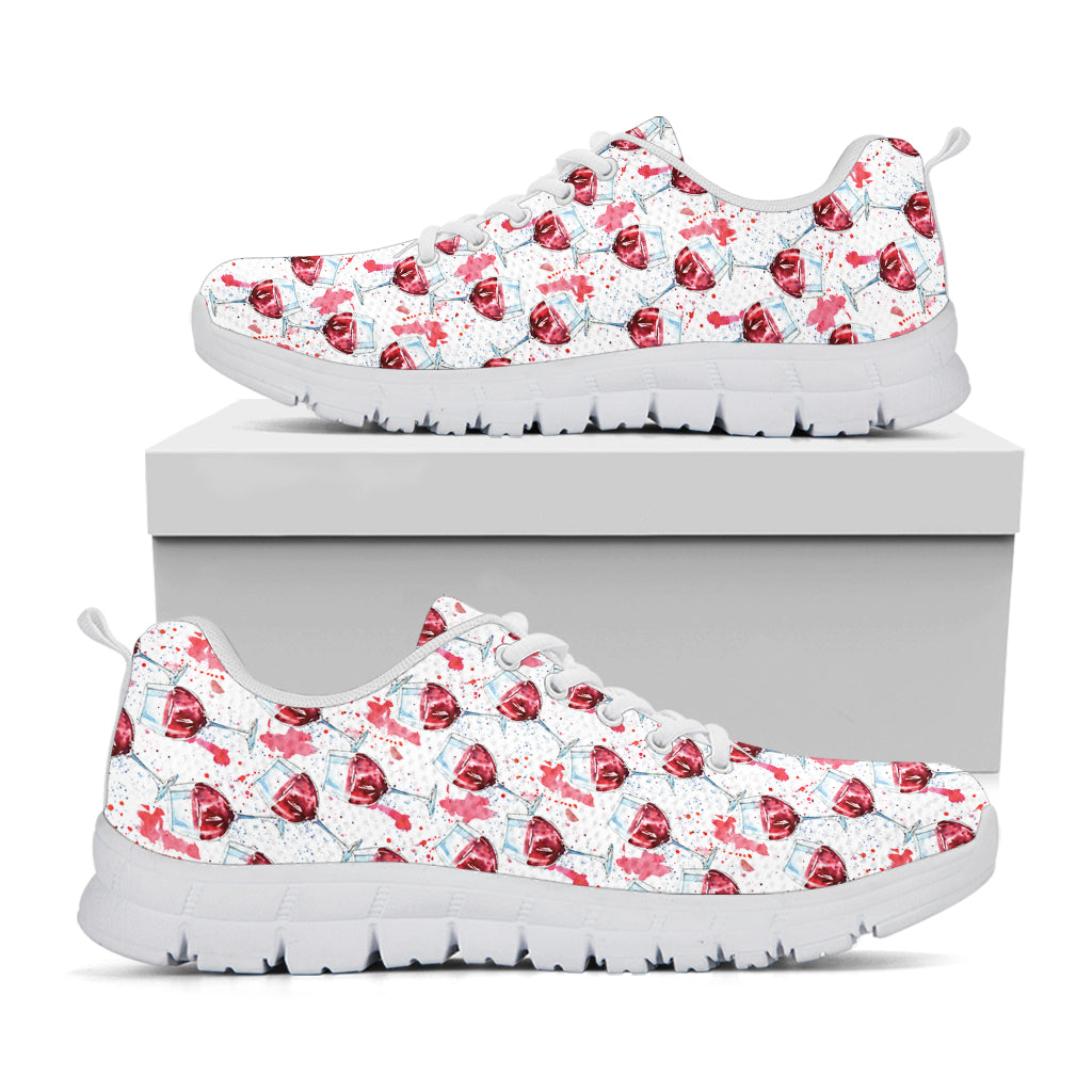 Splash Wine Pattern Print White Sneakers