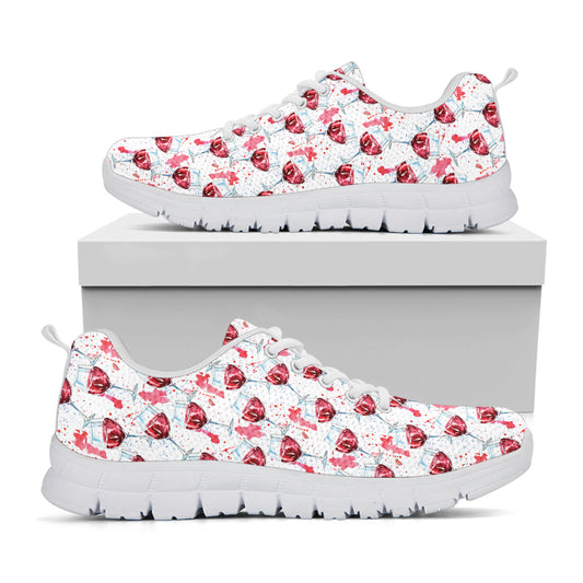Splash Wine Pattern Print White Sneakers