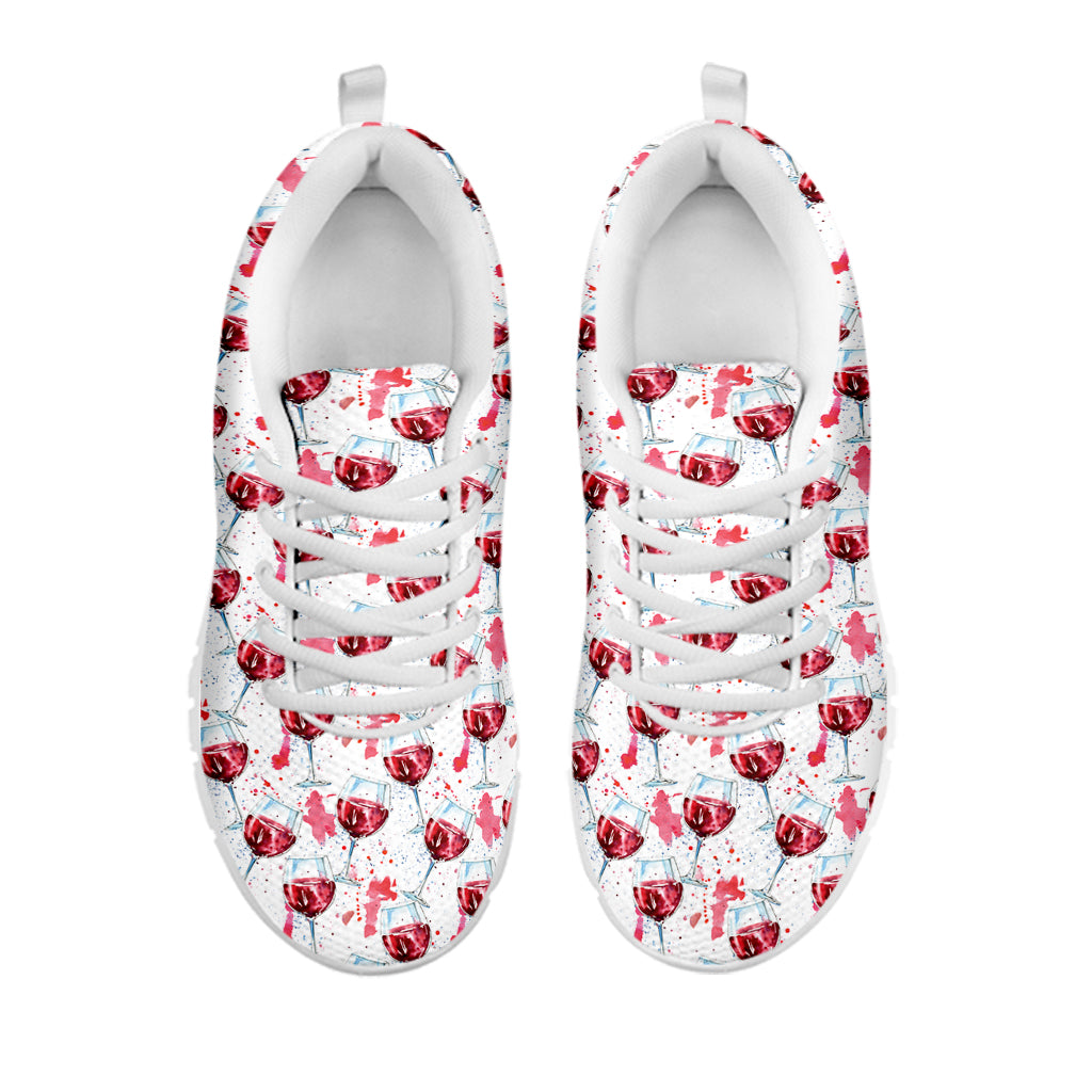Splash Wine Pattern Print White Sneakers