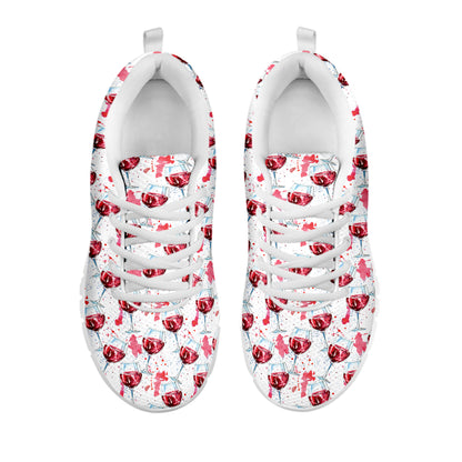 Splash Wine Pattern Print White Sneakers