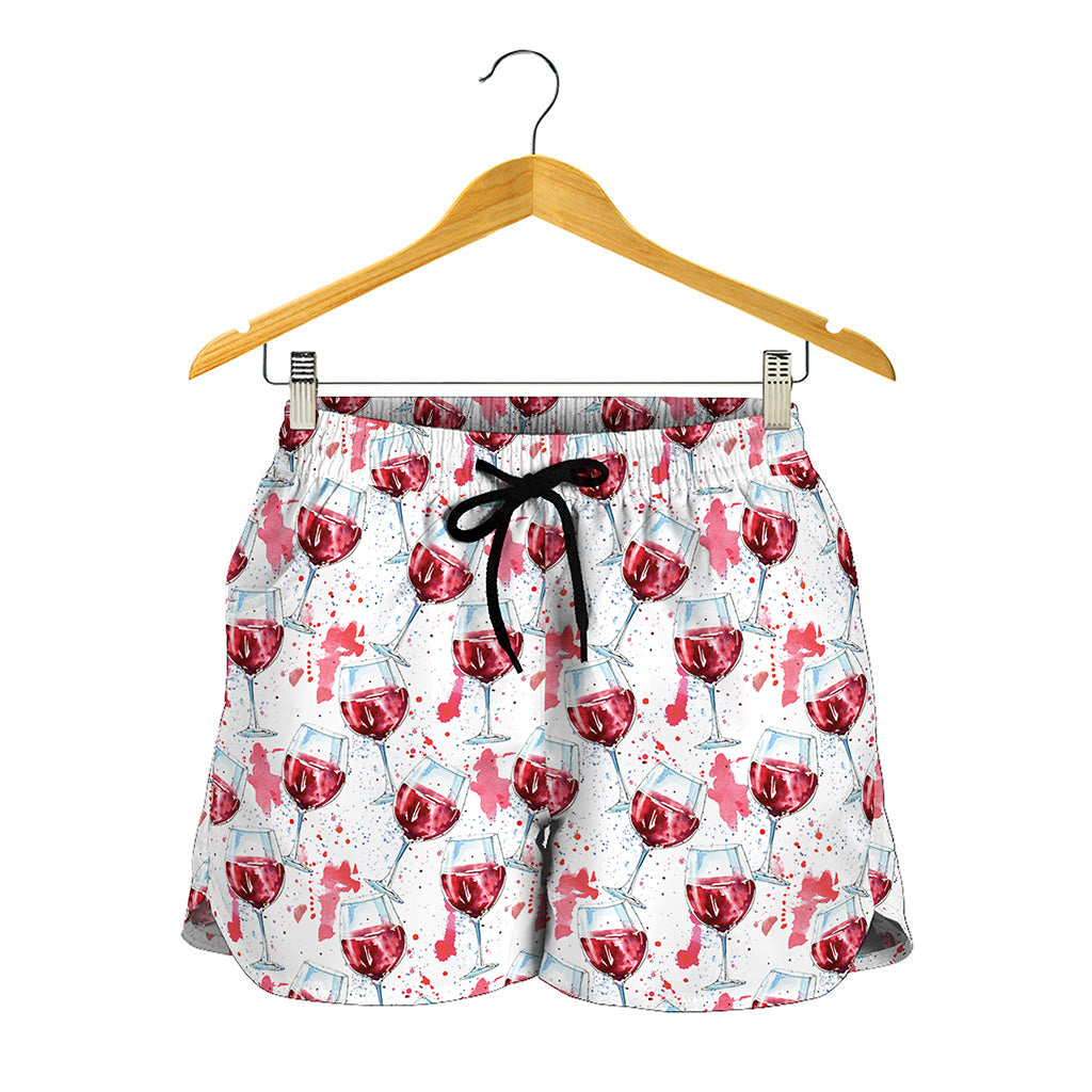 Splash Wine Pattern Print Women's Shorts