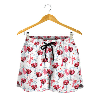 Splash Wine Pattern Print Women's Shorts