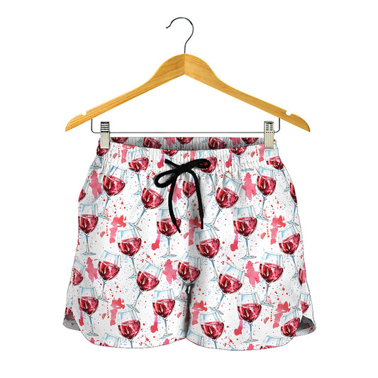 Splash Wine Pattern Print Women's Shorts