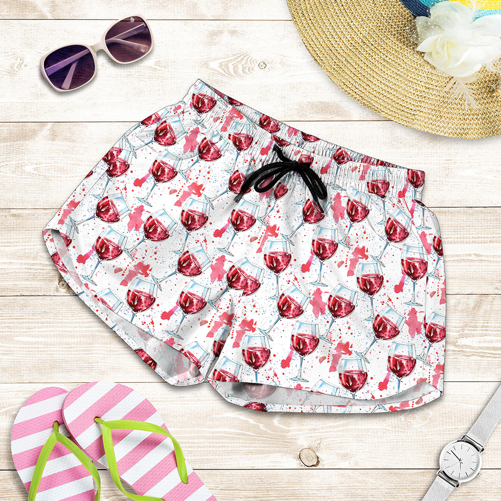 Splash Wine Pattern Print Women's Shorts