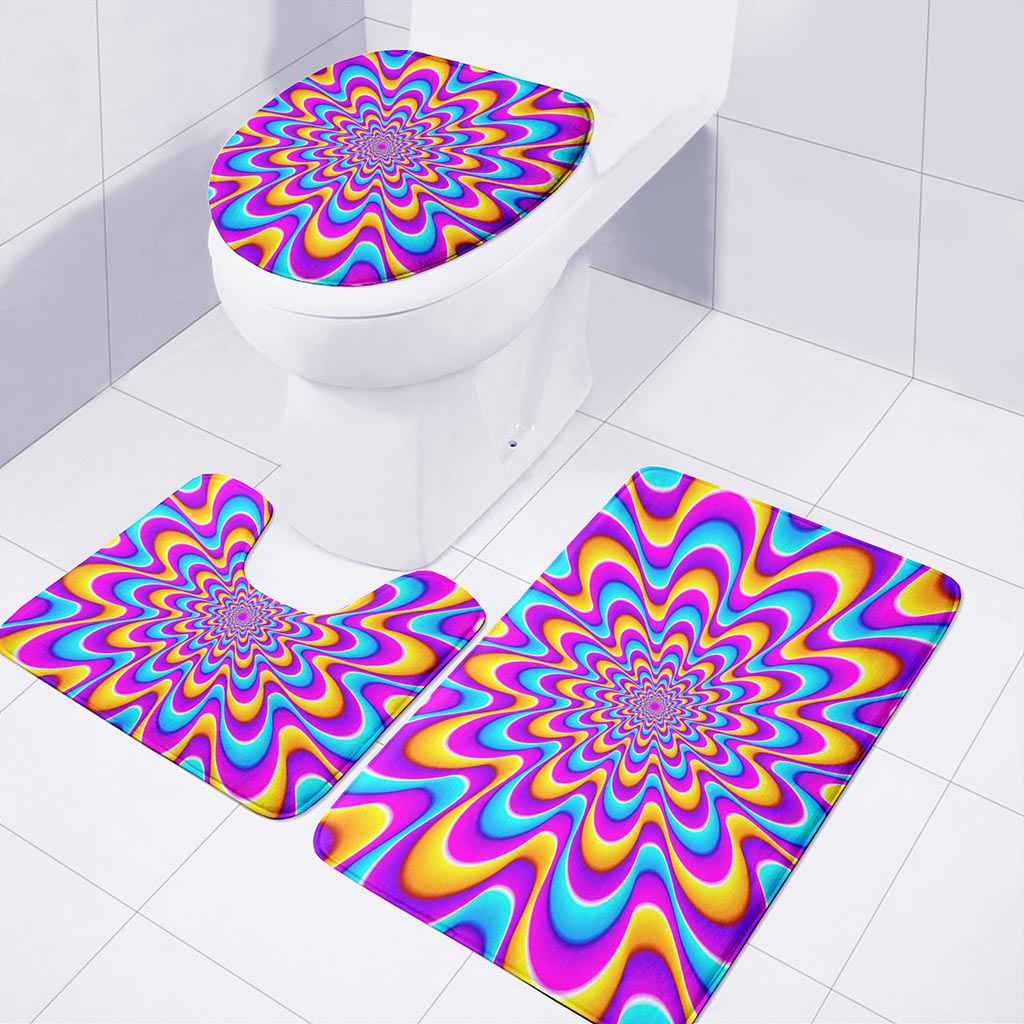 Splashing Colors Moving Optical Illusion 3 Piece Bath Mat Set