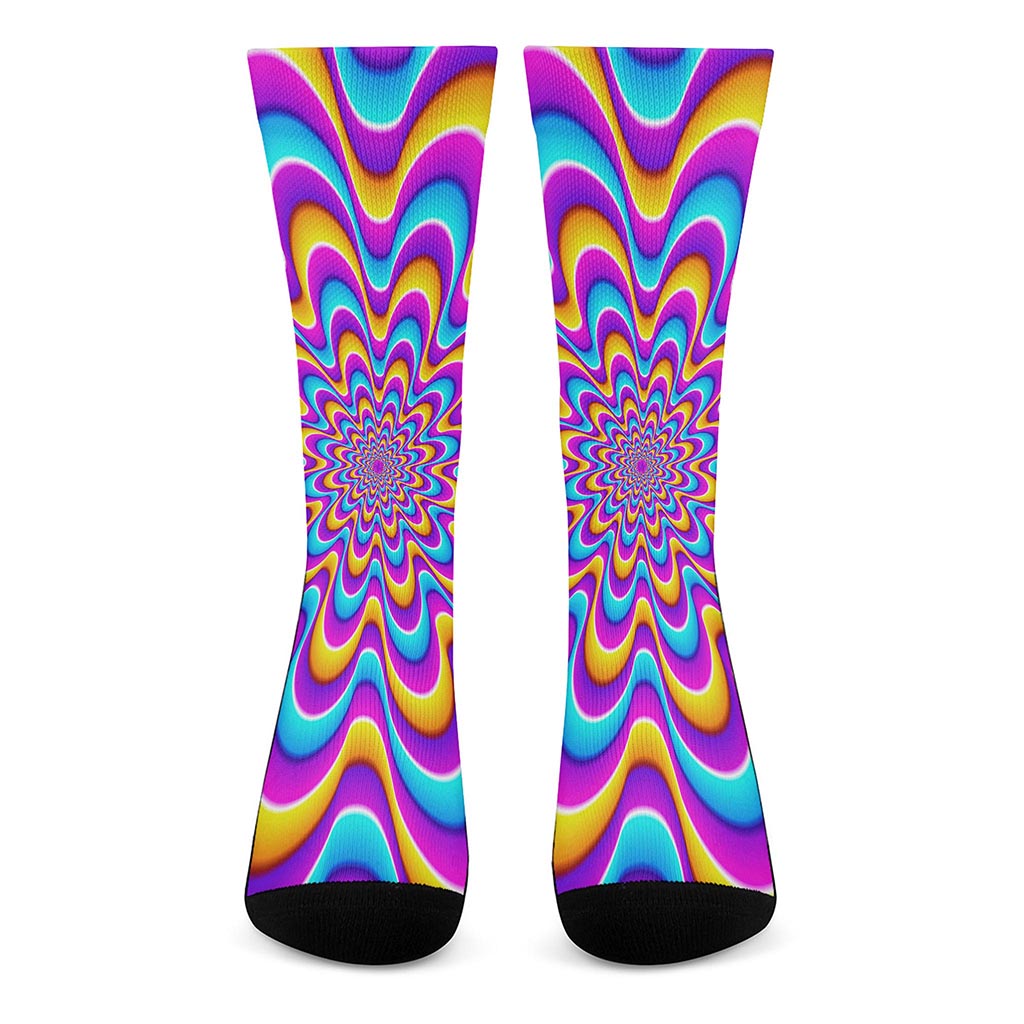 Splashing Colors Moving Optical Illusion Crew Socks