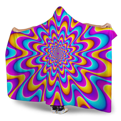 Splashing Colors Moving Optical Illusion Hooded Blanket