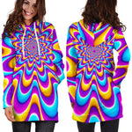 Splashing Colors Moving Optical Illusion Hoodie Dress GearFrost