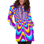 Splashing Colors Moving Optical Illusion Hoodie Dress GearFrost