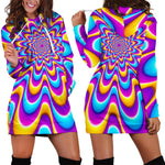 Splashing Colors Moving Optical Illusion Hoodie Dress GearFrost