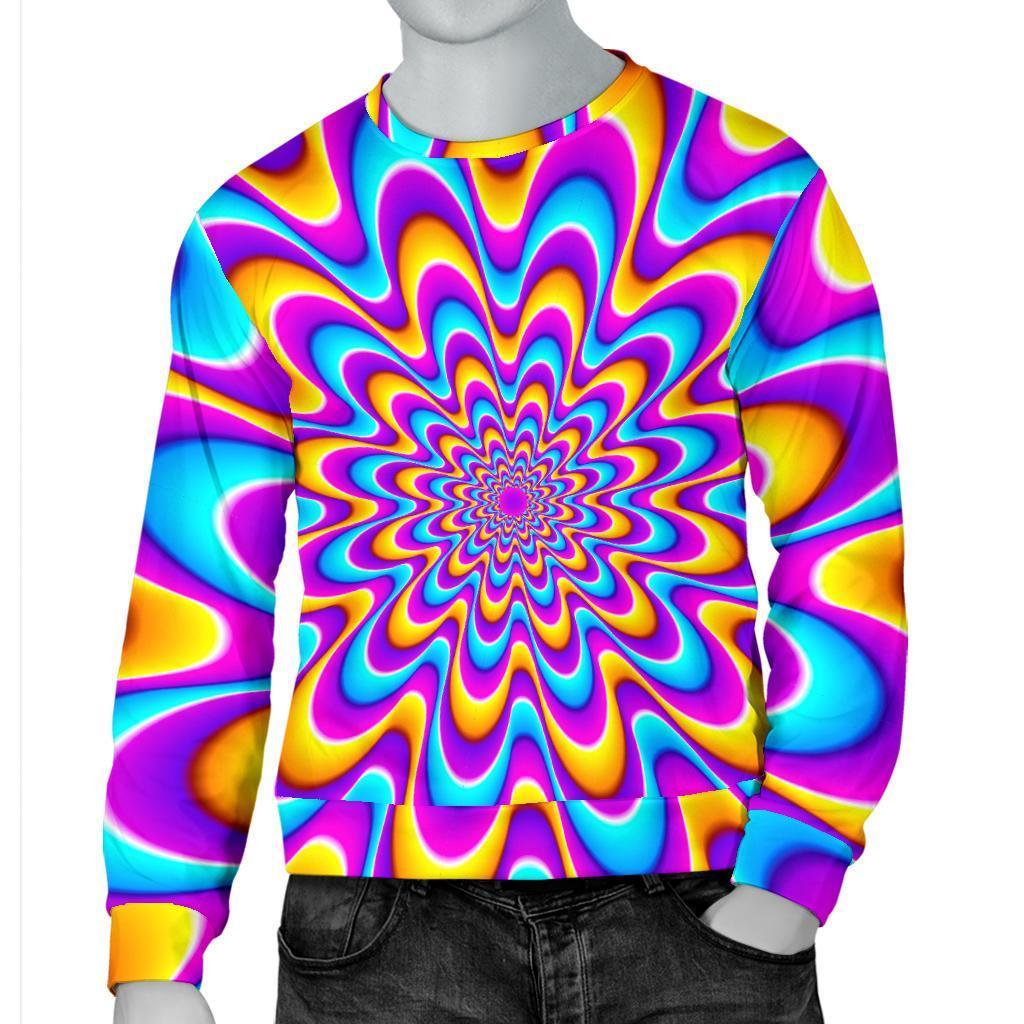 Splashing Colors Moving Optical Illusion Men's Crewneck Sweatshirt GearFrost