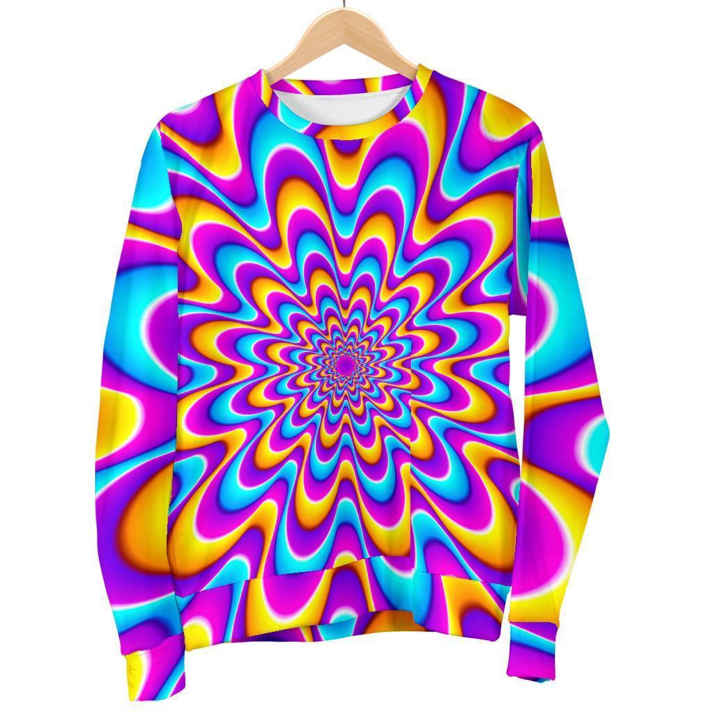 Splashing Colors Moving Optical Illusion Men's Crewneck Sweatshirt GearFrost