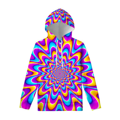 Splashing Colors Moving Optical Illusion Pullover Hoodie