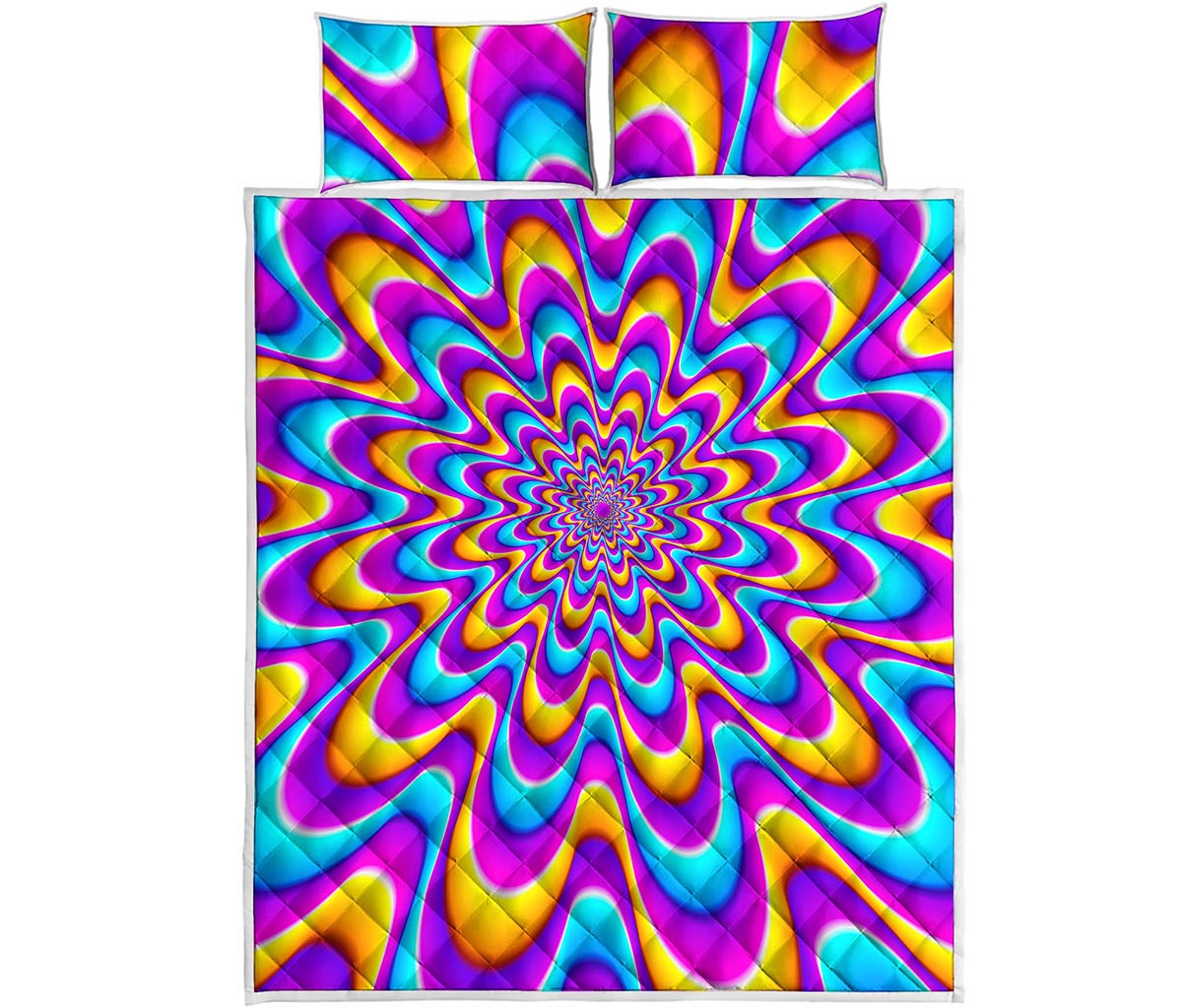 Splashing Colors Moving Optical Illusion Quilt Bed Set