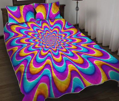 Splashing Colors Moving Optical Illusion Quilt Bed Set