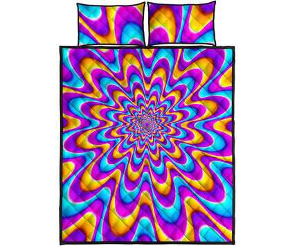 Splashing Colors Moving Optical Illusion Quilt Bed Set